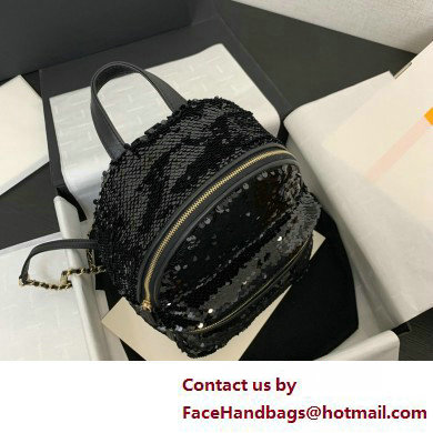 Chanel Sequins & Silver-Tone Metal Mini Backpack Bag AS4662 Black 2025